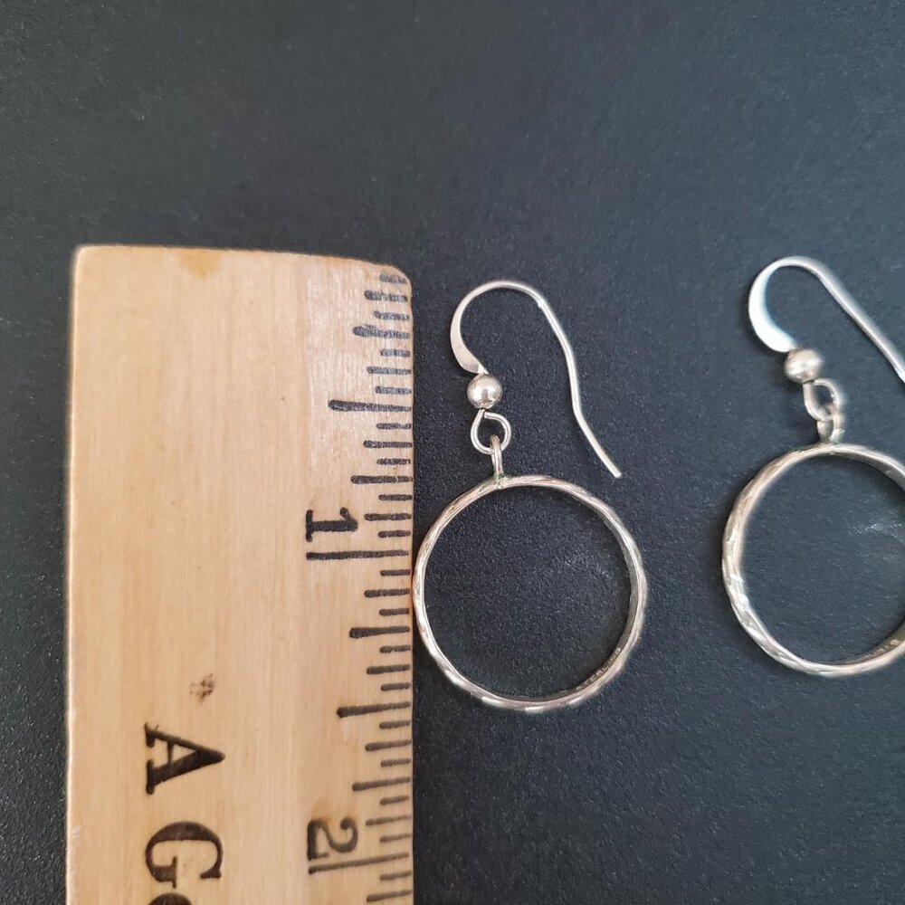 Sterling Silver Circle Drop Hoop Earrings - Picture 4 of 5